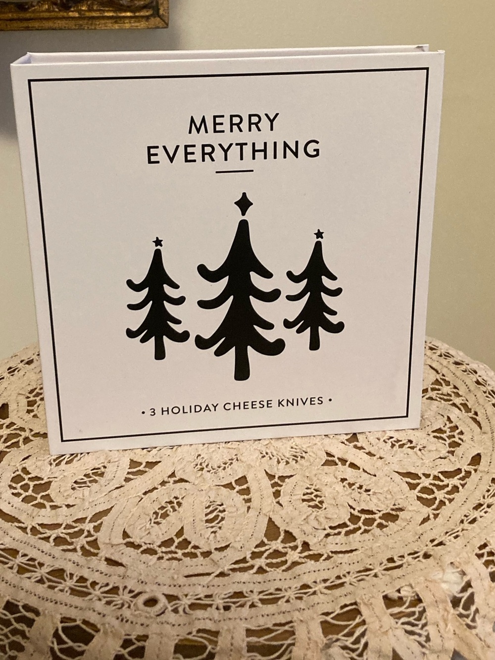 Merry Everything Holiday Cheese Knife Set - White and Black